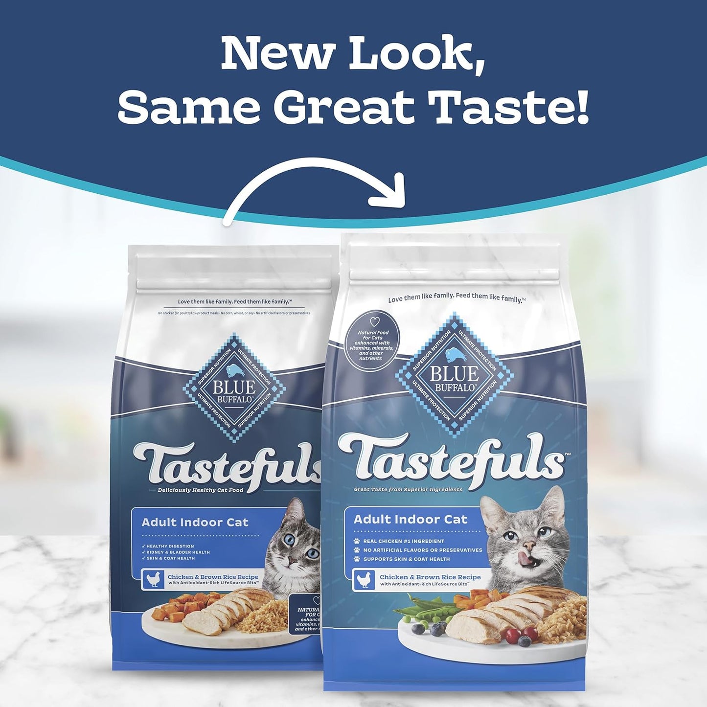 Tastefuls Natural Dry Food for Adult Indoor Cats, Chicken & Brown Rice Recipe, 15-Lb. Bag