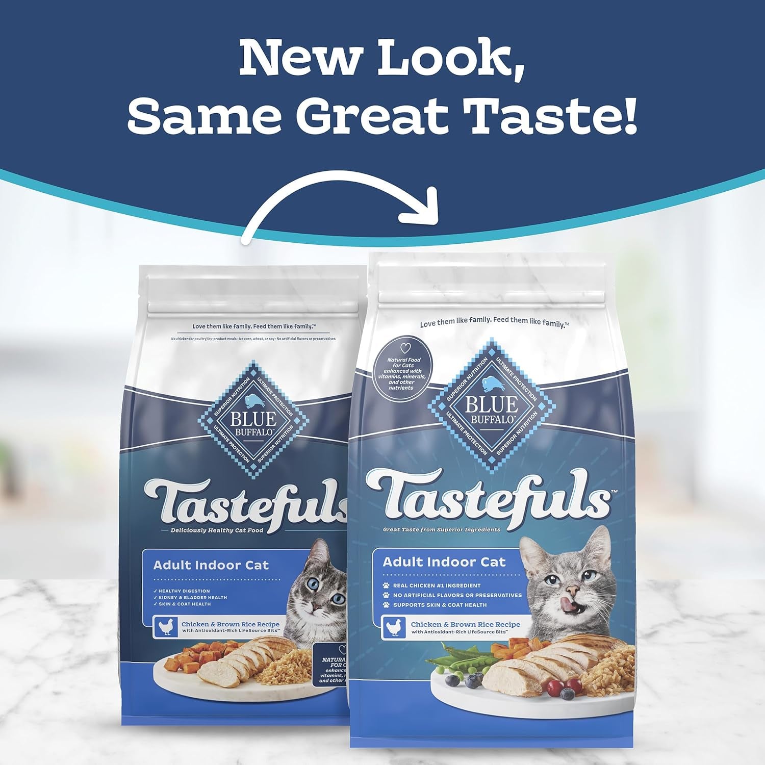 Tastefuls Natural Dry Food for Adult Indoor Cats, Chicken & Brown Rice Recipe, 15-Lb. Bag