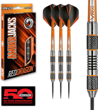 Amberjack 21G, 22G, 23G, 24G or 25G Tungsten Steel Tip Darts Set with Flights and Stems