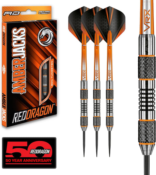 Amberjack 21G, 22G, 23G, 24G or 25G Tungsten Steel Tip Darts Set with Flights and Stems