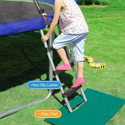 15 14 12 10 8FT Trampoline for Kids with Safety Enclosure Net 425LBS Weight Capacity Outdoor Backyards Trampolines with Non-Slip Ladder All Accessories for Children Adults Family