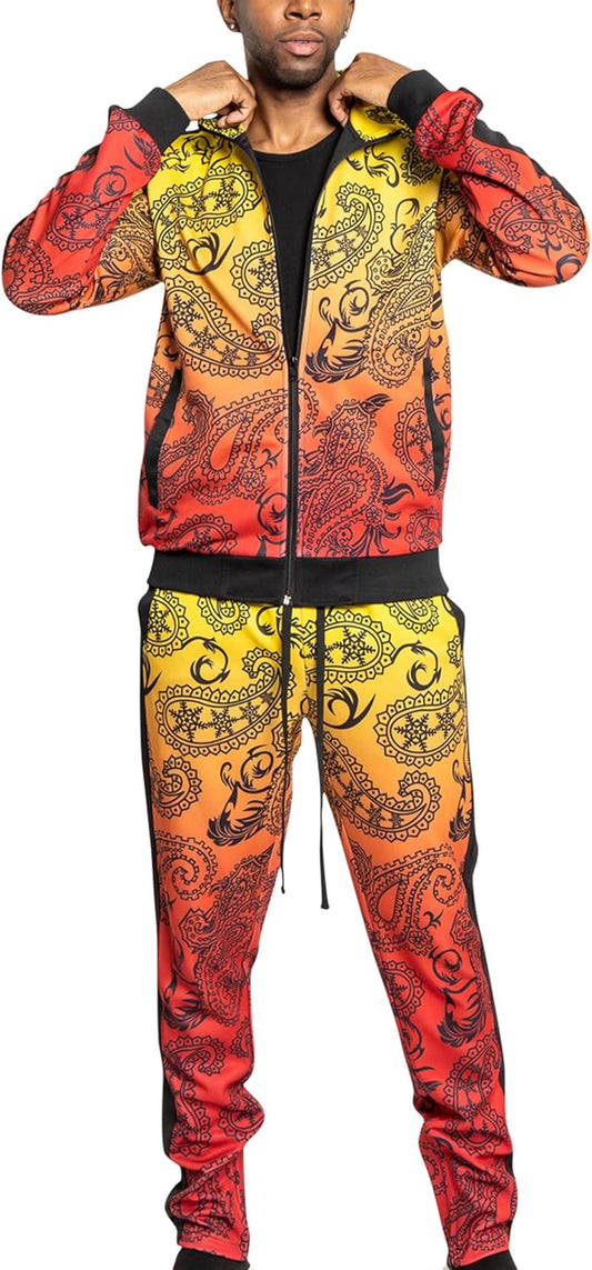 Men'S Side Stripe Zipper Jacket Drawstring Waistband Tracksuit