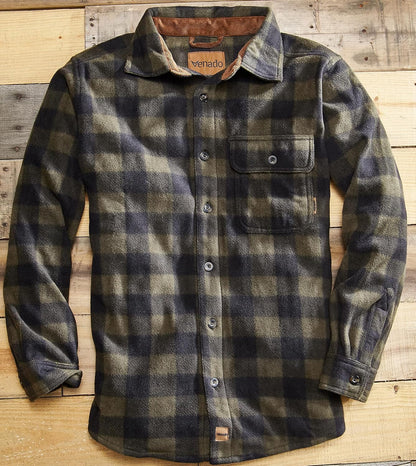 Mens Plaid Shirts for Men - Heavyweight Buffalo Plaid Fleece Shirt