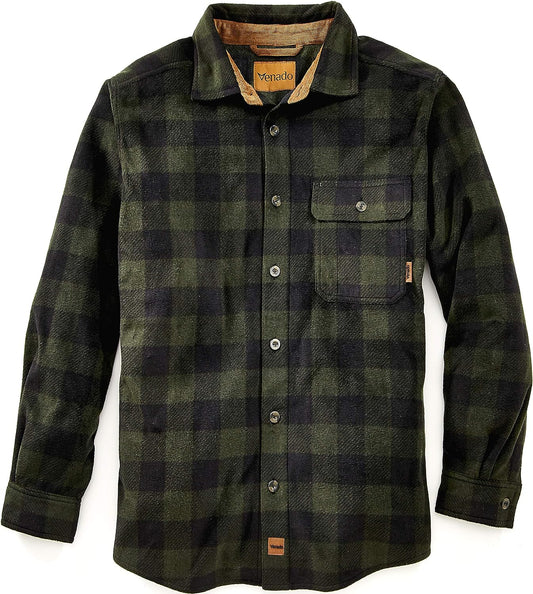 Mens Plaid Shirts for Men - Heavyweight Buffalo Plaid Fleece Shirt
